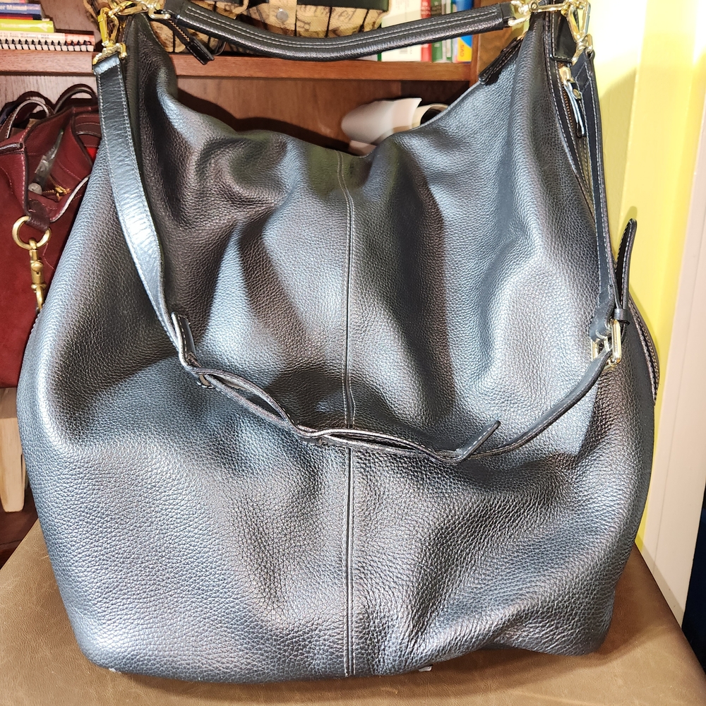 Chic Black Leather Hobo Bag